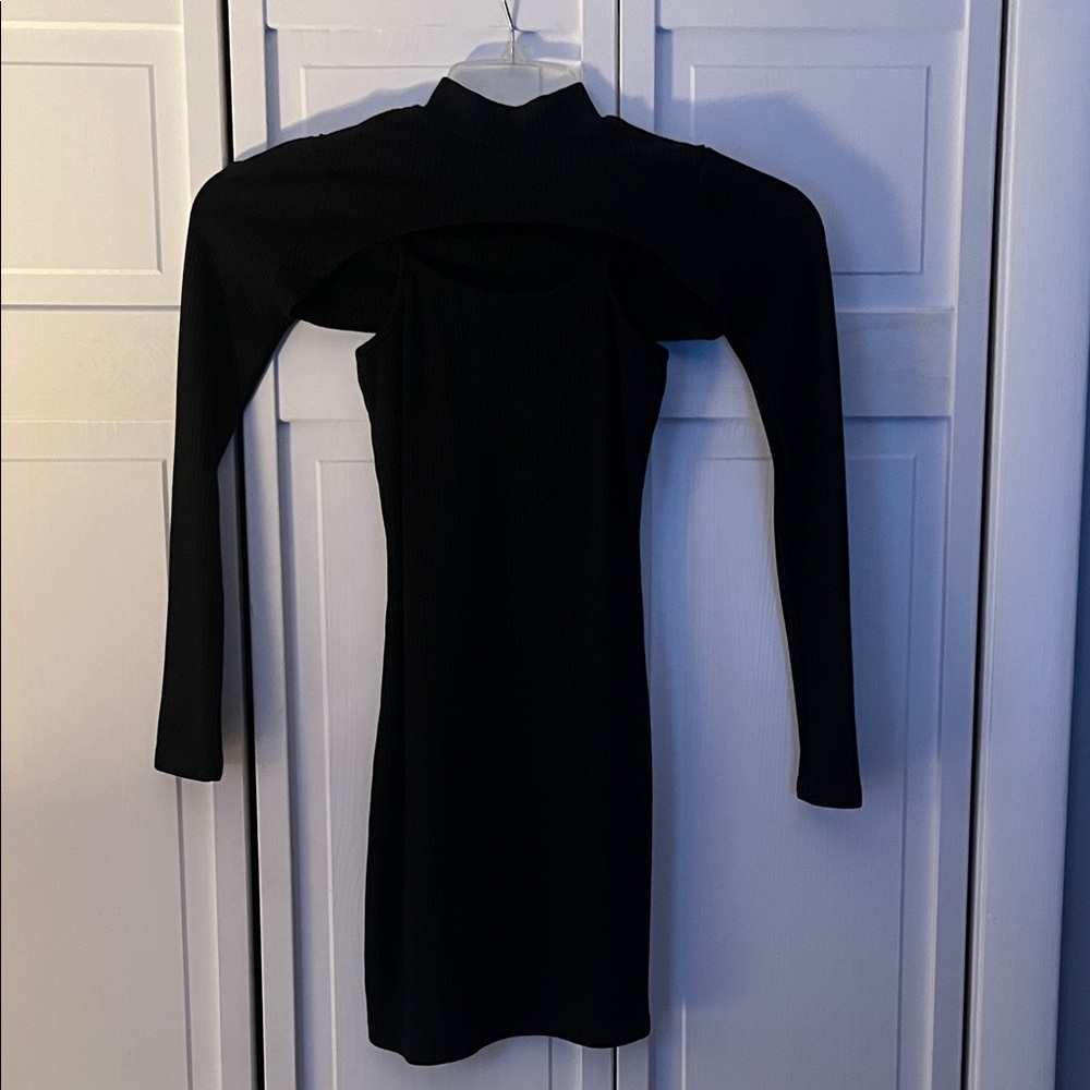 Black Ribbed 2-Piece Dress